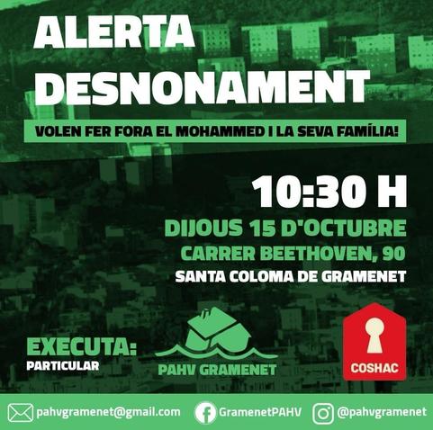 Cartell desnonament a Santa Coloma de Gramenet